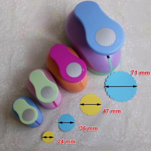 Free Ship 15mm-71mm Wave Circle Shaped craft punch Scrapbooking School Geometry Paper Cutter EVA foam Wave Round Hole Punches