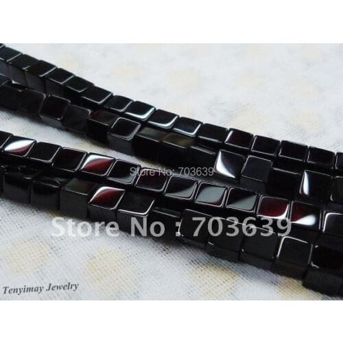 Free Shipping 5 Strands 8mm Cubic Black Glass Loose Beads 16"/Strand For DIY
