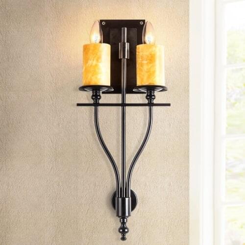 Cafe Large Rustic led candle holder light Country Wall Lamp for Stair porch light Wall Lights Bedroom Bedside Iron Bar lighting