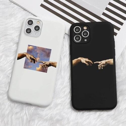 Funny Hand Creation of Adam Cell Phone Case for iPhone 11 12 Pro Max SE 2020 6s 7 8 Plus X XS XR XS Max Art Fresco Michelangelo