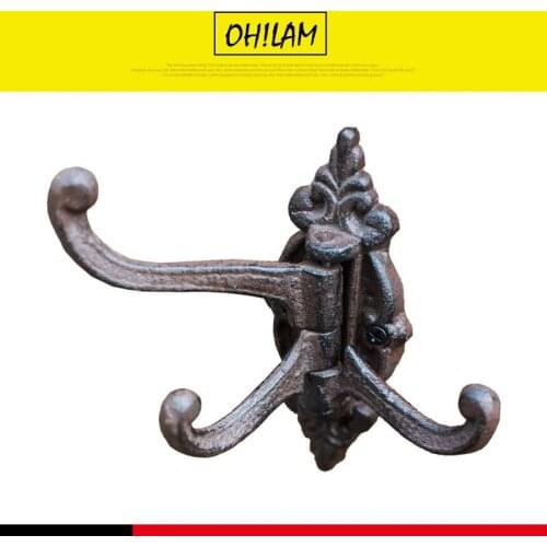 Cast Iron Vintage Antique Victorian Swing Arm Swivel Wall Hook Hall Tree 3 Hooks Indoor Outdoor Gardening Plant Hanger Holder