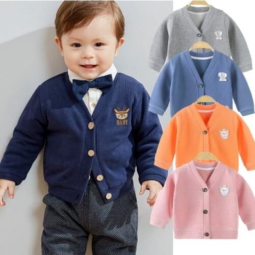 Childrens Cotton Jacket Clothes Girls Korean Cardigan Baby Fashion Tops Coat V-Neck Outerwear Boys Clothing