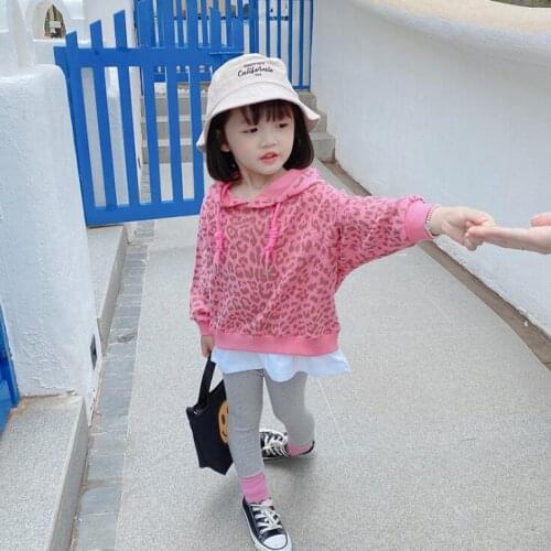 2021 new girls boys leopard hooded sweatshirt autumn cotton full sleeve fashion kids sweatshirt 1-7 years WS101