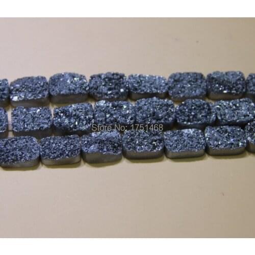 Drusy Druzy Electroplate Black Titanium Square Druzy Stone Quartz Bead Pendants Top Drilled Drusy Slab Bead Jewlery Making