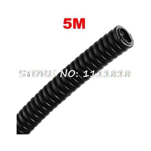 Flexible 10mm OD Black Corrugated Bellow Tube Pipe 5M