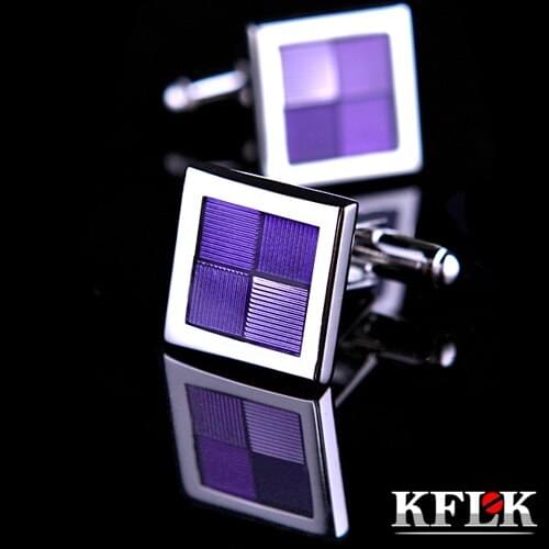 KFLK 2020 Luxury shirt cufflinks married for mens Brand cuff buttons Purple cuff link High Quality gemelos abotoaduras Jewelry