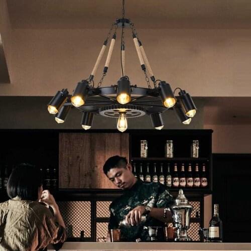 Creative Personality Hemp Rope Chandelier Retro Industrial Style Chandelier Lighting Nostalgic Restaurant Coffee Hanging Lamps