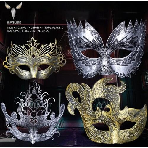 WAYLIKE Halloween Party Mask Venice Cut Carving Retro Rome Mask Masquerade Halloween Venetian Costumes Carnival Sawtooth Mask