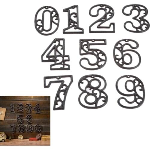 1pc Metal Numbers Sign Industrial Cast Iron Hollow digital Heavy Duty Doorplate Wall Ornament Home/Hotel/Bar/Restaurant Decor