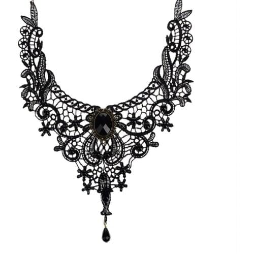 Fashion Necklace For Women Gothic Vintage Lace Necklace Collar Choker Necklace bib gem chain Handmade Jewerly