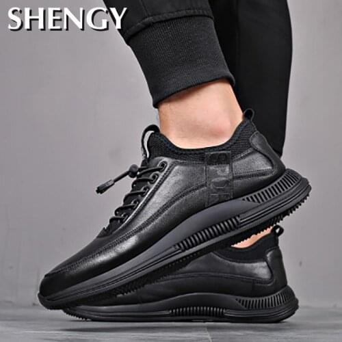 Elevator Shoes Mens Sports Shoes Zapatos Increased 6CM High-top Shoes Outdoor Fashion Comfortable Elevator Shoes Lazy Sleeve