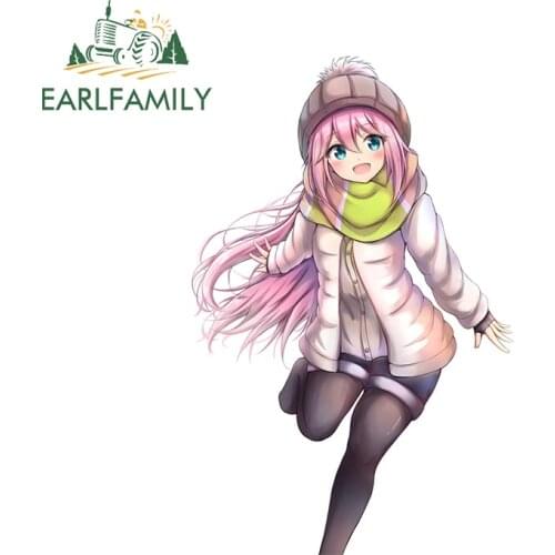 EARLFAMILY 13cm x 8.5cm for Yuru Camp Anime Car Stickers Waterproof Decal Scratch-proof Sticker Surfboard Car Door Protector