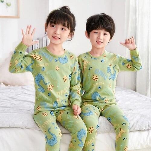 New Children Animal Cotton Sleepwear Pyjamas Kids Winter Pajamas Set Baby Girls Nightwear Full-Sleeved Boys Pijama Clothes Suit