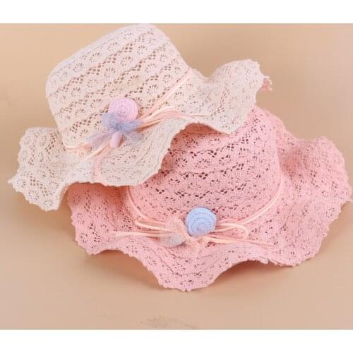 INS Summer Foldable Kids Girls Hats Wavy Edge Lollipop Flowers Caps Breathable Elegant Sunhat Lovely Straw Hat Baby Bonnet