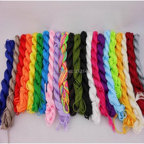 Wholesale 22pcs/lot Mixed Color 1.5mm Macrame Shamballa Bracelet Beading Rattail Braided Nylon Cords Chinese Knot String Thread