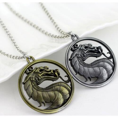 Mortal Kombat Necklace Fighting Game Dragon Jane Empire Pendant Necklace Vintage Jewelry Collier For Game Fans Gift