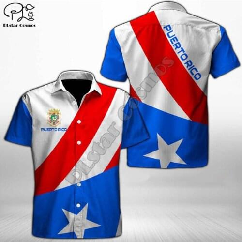 PLstar Cosmos Puerto Rico Flag Beach Summer Fashion Short Sleeve 3d Print Men Hawaiian Shirt Harajuku Tee Hip Hop Shirts Style-1