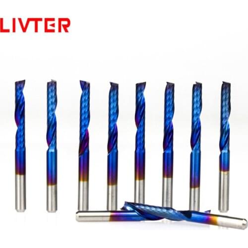 10pcs/set 3.175mm single flute carbide end milling cutter engraving machine tools cnc spiral router bit