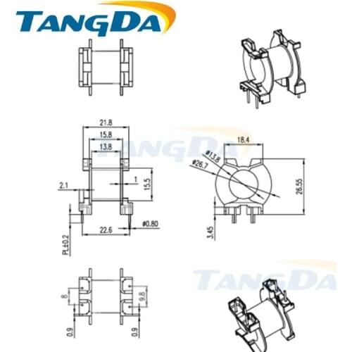 Tangda PQ PQ3240 Type 2+2 pin 4P Bobbin magnetic core + skeleton ferrites Power Transformer housing PC40