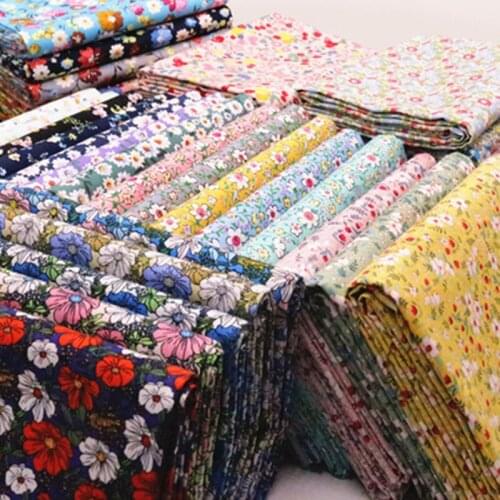 Combed Plain Cotton Pastoral Floral Printed Thin Fabrics By Half Meter Sewing Clothes Dolls Crafts DIY Patchwork Handmade Cloth