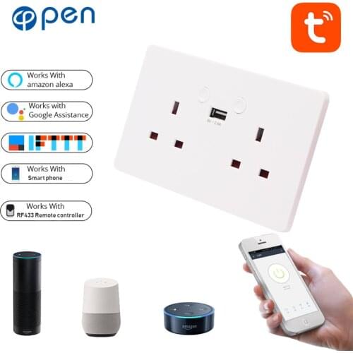 Smart Life (Tuya) WIFI remote control wall socket UK standard compatible with Alexa and Google home for Smart home