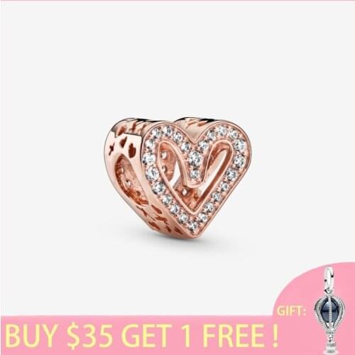 2021 Spring new 100% 925 Sterling Silver Beads Sparkling Freehand Heart Charm fit Original Pandora Bracelets Women DIY Jewelry