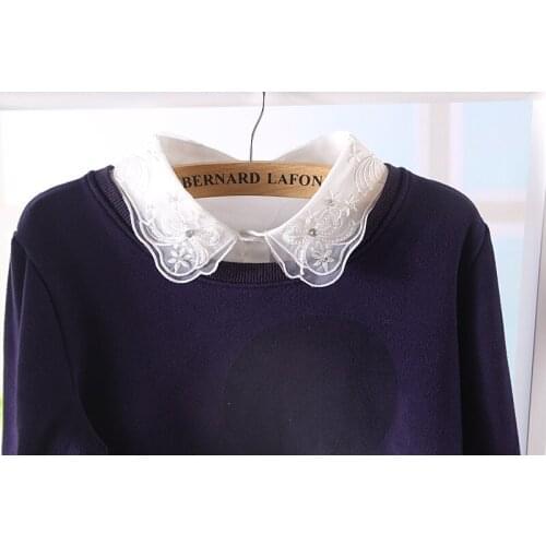 False collar women Grey Detachable Shirt Sweater Fake collar Korean Elegant crystal pearl Cotton Shirt bead