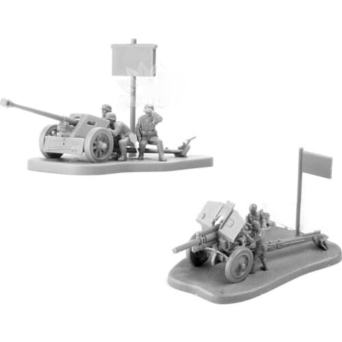 1:72 4D Assembled Diorama Two-piece World War II M1938 Soviet M30 / Pak40 Anti-tank Artillery Model Soldier Scene Toy