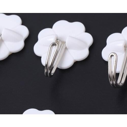 10 Pcs Set Kitchen Bathroom Plastic Adhesive Hook Wall Sticky Mount Hanger Rack E56C