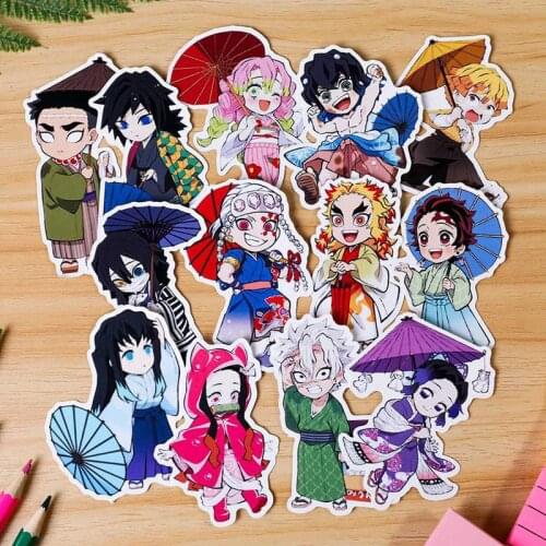 13Pcs/set Demon Slayer Anime Card Stickers DIY Bus ID Waterproof Scrub Card Sticker Kids Sticker Toys