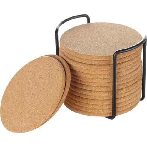 16Pcs Handy Round Shape Dia 10cm Plain Natural Cork Coasters Wine Drink Coffee Tea Cup Mats Table Pad For Home Office Kitchen