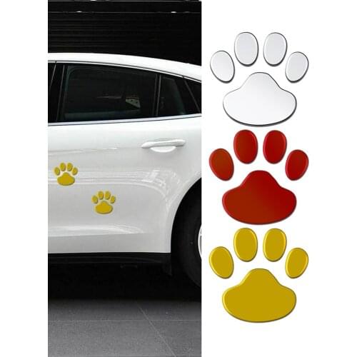 2Pcs Car Stickers 3D Animal Dog Cat Bear Foot Prints Car Sticker Cool Design Paw Footprint Decal Car Stickers Silver Red Black