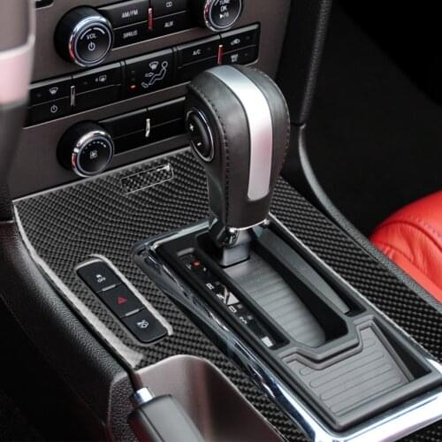 2pcs Real Carbon Fiber Stickers Car Interior Moulding Gear Shift Panel Cover Trim for Ford Mustang 2009-2013 Models Accessories