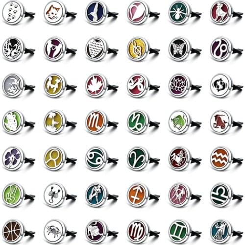 42 Designs Aromatherapy Jewelry Car Air Diffuser Stainless Steel Vent Freshener Essential Oil Diffuser Perfume Necklace Lockets