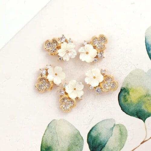 5pcs TN5248 Shell flower Alloy Zircon Nail Art Crystals nail jewelry Rhinestone nails accessories supplies decorations charms