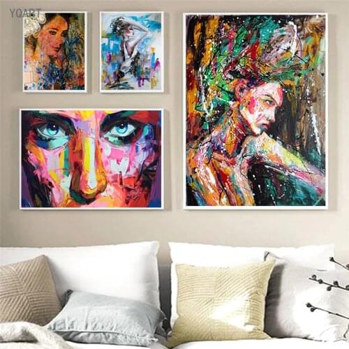 Abstract Graffiti Artwork Colorful Girl Canvas Posters Printing Women Figure Pictures Fro Modern Home Living Room Decoration