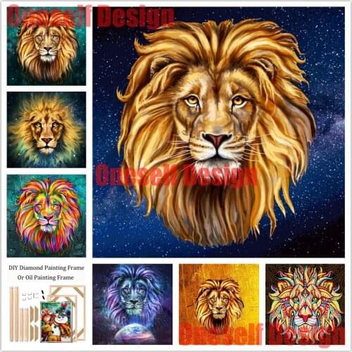 Top popular diy diamond painting animal lion diamond embroidery clock decoration home diamond art kit diamond mosaic diy frame