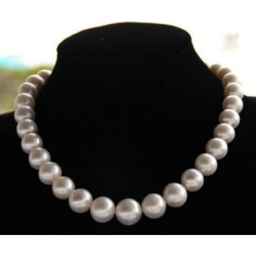Free shipping >>>>noble jewelr 12-14mm natural tahitian south sea white pearl necklace 45cm 14k