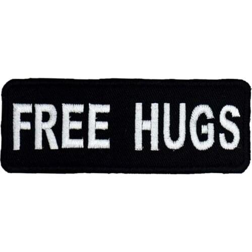 FREE HUGS iron on backing punk skull embroidered rider biker motorcycle patches for back vest hat clothing