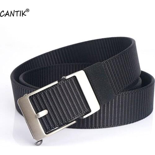 CANTIK Fashion Design Square Automatic Buckle Metal Quality Nylon & Canvas Belts for Men Jeans Accessories 3.5cm Width CBFJ0281