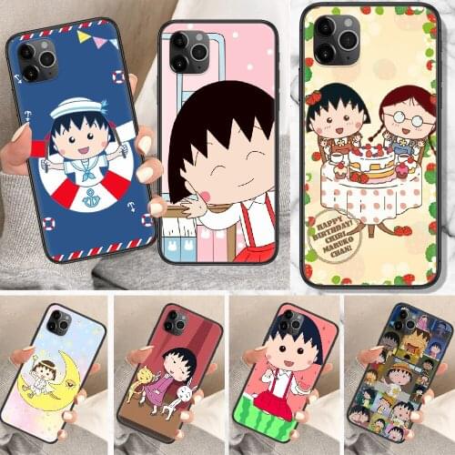 Cartoon Chibi Maruko Chan Phone Case For iphone 5 5S SE 2 6 6S 7 8 11 12 Mini Plus X XS XR Pro Max black tpu waterproof luxury