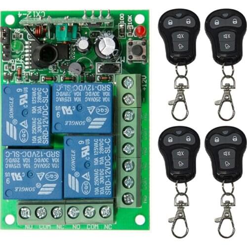 DC 12V 24V 10A Relay 4CH 4 CH Wireless RF Remote Control Light Switch 10A Relay Output Radio Receiver Module +Transmitter