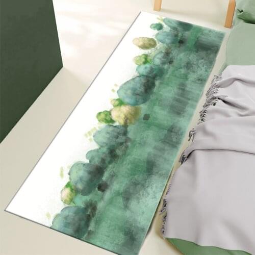 Green Trees Abstract Painting Children Bedside Mat Long Kitchen Rug Cute Entrance mat Bedroom Rug Flannel Floor Mat Non-slip