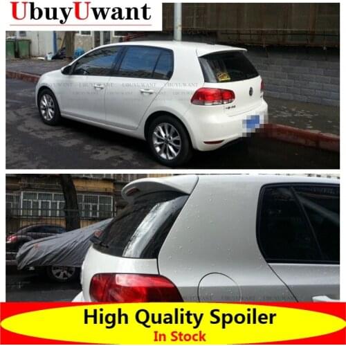 For VW GOLF MK6 GTI & R 2008 - 2012 Hatchback Spoiler ABS Carbon Fiber Color Car Tail Wing Decoration Rear Roof Lip Spoiler