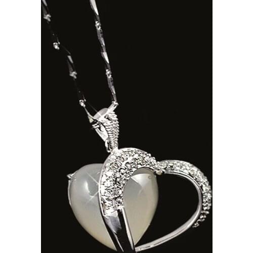 Heart Shape Natural Chalcedony Necklaces & Pendants Silver 925 Jewelry Paved CZ Stones Choker Necklace Women Bijoux LN501052