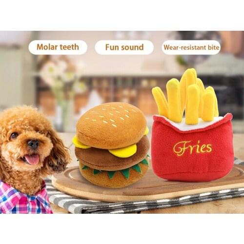 Pet Toys General For Small And Medium-Sized Dogs Wear-Resistant And Bite-Resistant Cute Plush Toy Burger Fries Pet Supplies