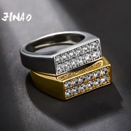 JINAO Hoge Kwaliteit Iced Out Zirconia Ring Hip Hop Mode Gepersonaliseerde Sieraden Cadeau Voor Mannen Vrouwen