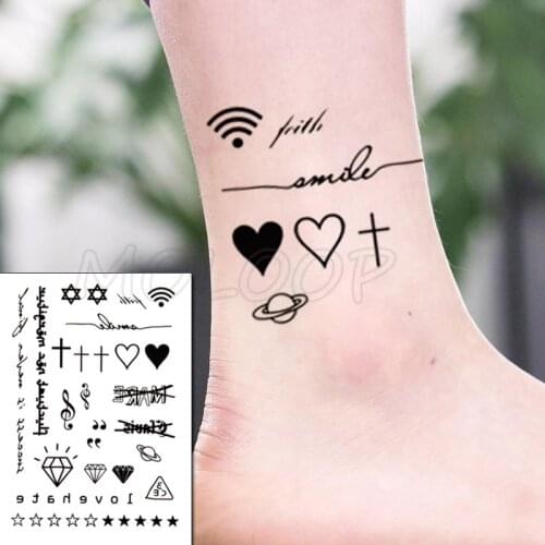 Cross Hexagram Stars Diamond Planet Symbol Tattoos Stickers Women Body Waist Arm Art Tattoos Temporary Girls Kids Tatoos Chains