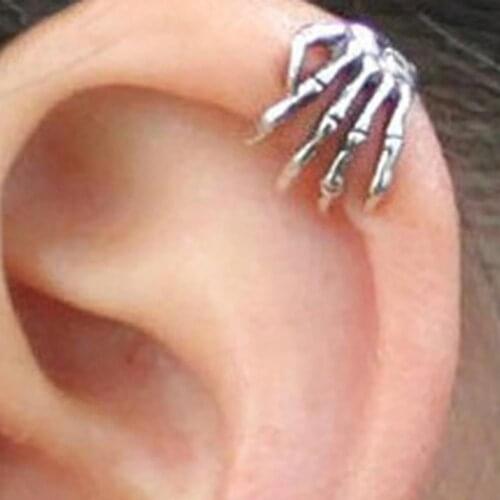 HOT SALES！！！New Arrival 1 Pc Fashion Design Skeleton Hand No Ear Hole Backhoes Ear Clip Punk Jewelry Wholesale Dropshipping