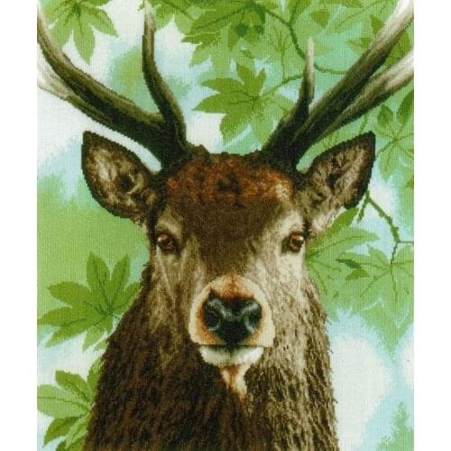 Top Manufacturer Embroidery Proud Red Deer Cross Stitch Patterns Modern with 100% Cotton Flosses & Free Shipping for Wall Decor